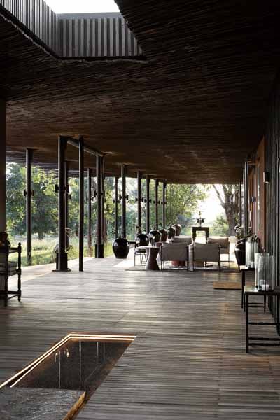The veranda at Chichele looking over the valley