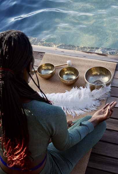 Sound-bowl wellness treatment at Chichele