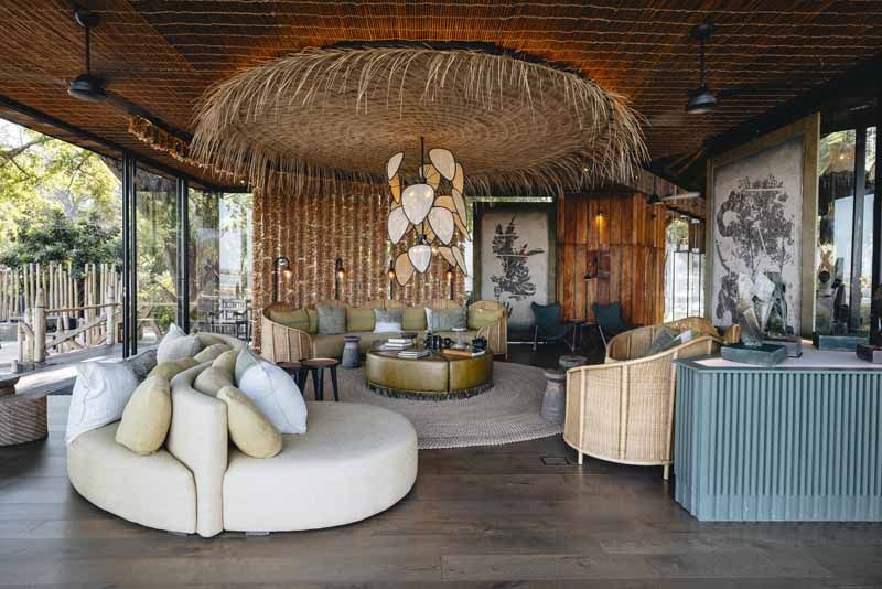 Contemporary lounge seating in the Lolebezi main area
