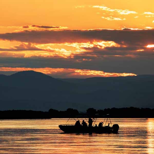 A river cruise on the Zambezi at sunset
