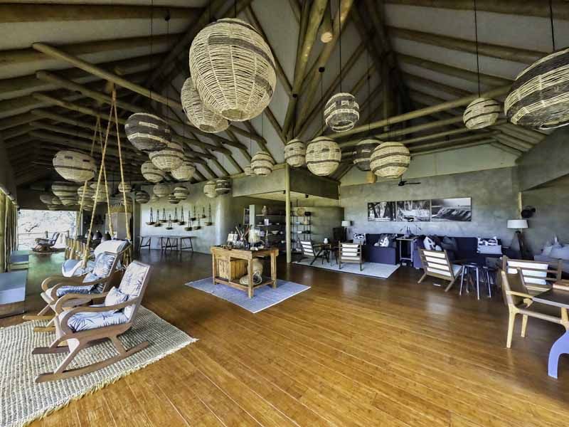 The main lodge interior at Puku Ridge